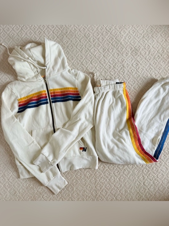 Aviator Nation Other - EUC Aviator Nation Cream Stripe Hoodie Set